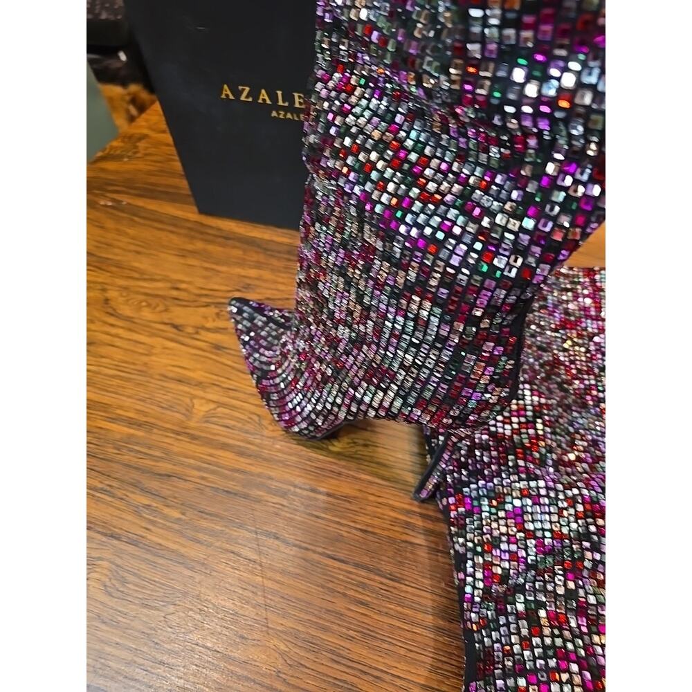 Azalea Wang Izzy-Multi Rhinestone Stiletto Heel Boot Women's Size 8 - Picture 5 of 16